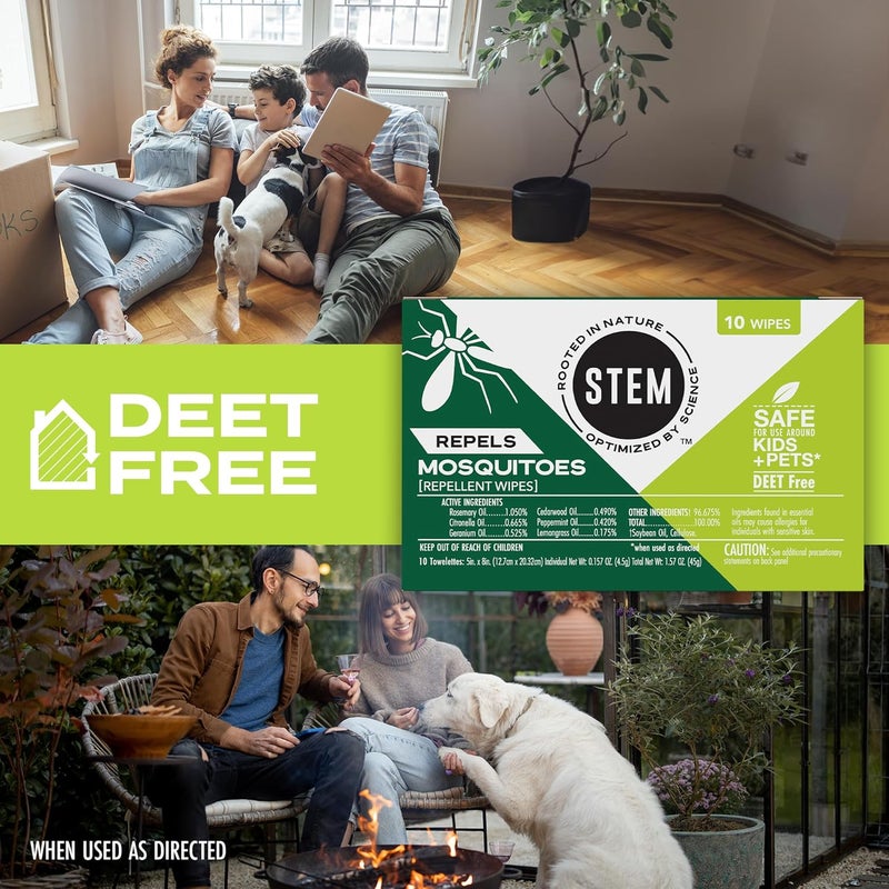 STEM Mosquito and Tick Repellent Wipes with Botanical Extracts - 10 Wipes - Image 5